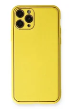 Newface iPhone 11 Pro Kılıf Coco Deri Silikon Kapak - Sarı