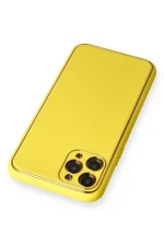 Newface iPhone 11 Pro Kılıf Coco Deri Silikon Kapak - Sarı - Görsel 3