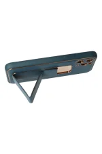 Newface iPhone 11 Pro Kılıf Coco Deri Standlı Kapak - Mavi - Görsel 3