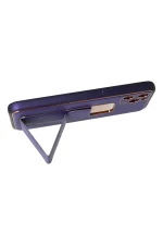 Newface iPhone 11 Pro Kılıf Coco Deri Standlı Kapak - Mor - Görsel 3