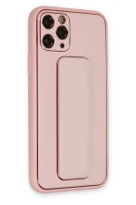 Newface iPhone 11 Pro Kılıf Coco Deri Standlı Kapak - Pembe - Görsel 2