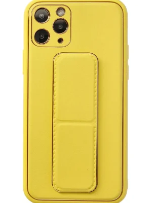 Newface iPhone 11 Pro Kılıf Coco Deri Standlı Kapak - Sarı