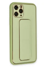 Newface iPhone 11 Pro Kılıf Coco Deri Standlı Kapak - Su Yeşili - Görsel 2