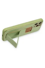 Newface iPhone 11 Pro Kılıf Coco Deri Standlı Kapak - Su Yeşili - Görsel 3