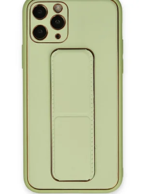 Newface iPhone 11 Pro Kılıf Coco Deri Standlı Kapak - Su Yeşili