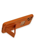 Newface iPhone 11 Pro Kılıf Coco Deri Standlı Kapak - Turuncu - Görsel 3