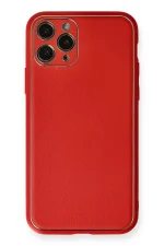 Newface iPhone 11 Pro Max Kılıf Coco Deri Silikon Kapak - Kırmızı