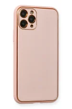 Newface iPhone 11 Pro Max Kılıf Coco Deri Silikon Kapak - Pembe - Görsel 2