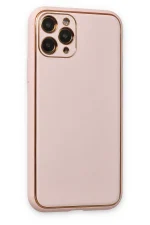 Newface iPhone 11 Pro Max Kılıf Coco Deri Silikon Kapak - Pudra - Görsel 2