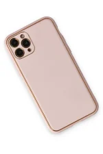 Newface iPhone 11 Pro Max Kılıf Coco Deri Silikon Kapak - Pudra - Görsel 3