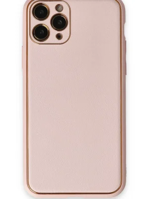 Newface iPhone 11 Pro Max Kılıf Coco Deri Silikon Kapak - Pudra