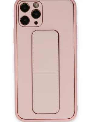 Newface iPhone 11 Pro Max Kılıf Coco Deri Standlı Kapak - Pembe