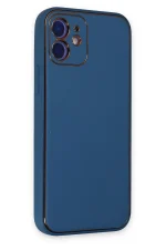 Newface iPhone 12 Kılıf Coco Deri Silikon Kapak - Açık Mavi - Görsel 2