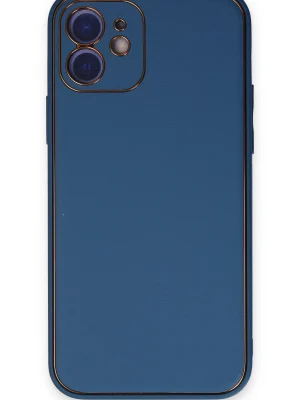 Newface iPhone 12 Kılıf Coco Deri Silikon Kapak - Açık Mavi