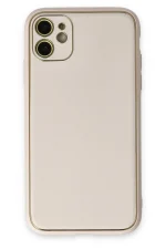 Newface iPhone 12 Kılıf Coco Deri Silikon Kapak - Beyaz