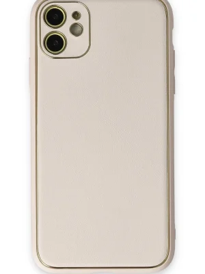 Newface iPhone 12 Kılıf Coco Deri Silikon Kapak - Beyaz