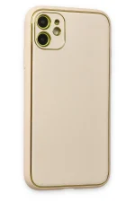 Newface iPhone 12 Kılıf Coco Deri Silikon Kapak - Gold - Görsel 2