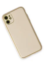 Newface iPhone 12 Kılıf Coco Deri Silikon Kapak - Gold - Görsel 3