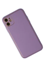 Newface iPhone 12 Kılıf Coco Deri Silikon Kapak - Lila - Görsel 2