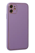 Newface iPhone 12 Kılıf Coco Deri Silikon Kapak - Lila - Görsel 3