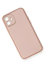Newface iPhone 12 Kılıf Coco Deri Silikon Kapak - Pembe - Görsel 3