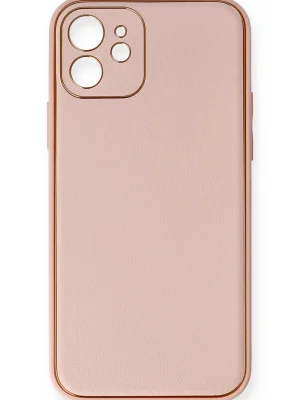 Newface iPhone 12 Kılıf Coco Deri Silikon Kapak - Pembe