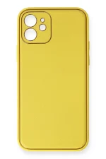 Newface iPhone 12 Kılıf Coco Deri Silikon Kapak - Sarı