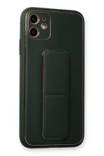 Newface iPhone 12 Kılıf Coco Deri Standlı Kapak - Füme - Görsel 2