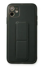 Newface iPhone 12 Kılıf Coco Deri Standlı Kapak - Füme