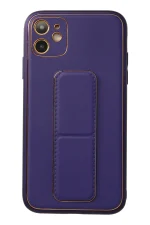 Newface iPhone 12 Kılıf Coco Deri Standlı Kapak - Mor