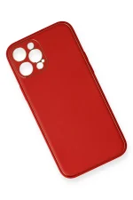 Newface iPhone 12 Pro Kılıf Coco Deri Silikon Kapak - Kırmızı - Görsel 2