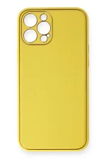 Newface iPhone 12 Pro Kılıf Coco Deri Silikon Kapak - Sarı