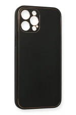 Newface iPhone 12 Pro Kılıf Coco Deri Silikon Kapak - Siyah - Görsel 3