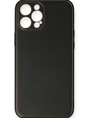 Newface iPhone 12 Pro Kılıf Coco Deri Silikon Kapak - Siyah
