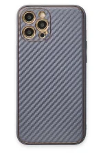 Newface iPhone 12 Pro Kılıf Coco Karbon Silikon - Gri
