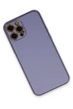 Newface iPhone 12 Pro Max Kılıf Coco Deri Silikon Kapak - Açık Lila - Görsel 3