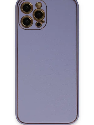 Newface iPhone 12 Pro Max Kılıf Coco Deri Silikon Kapak - Açık Lila