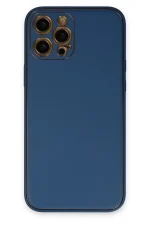 Newface iPhone 12 Pro Max Kılıf Coco Deri Silikon Kapak - Açık Mavi
