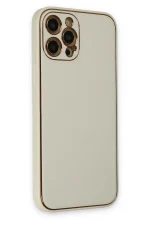 Newface iPhone 12 Pro Max Kılıf Coco Deri Silikon Kapak - Beyaz - Görsel 2