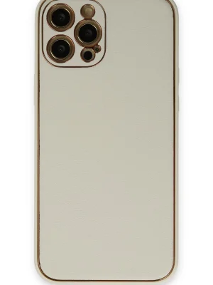 Newface iPhone 12 Pro Max Kılıf Coco Deri Silikon Kapak - Beyaz