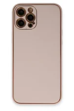 Newface iPhone 12 Pro Max Kılıf Coco Deri Silikon Kapak - Pudra