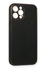 Newface iPhone 12 Pro Max Kılıf Coco Deri Silikon Kapak - Siyah - Görsel 3