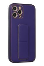 Newface iPhone 12 Pro Max Kılıf Coco Deri Standlı Kapak - Mor - Görsel 2