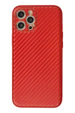Newface iPhone 12 Pro Max Kılıf Coco Karbon Silikon - Kırmızı