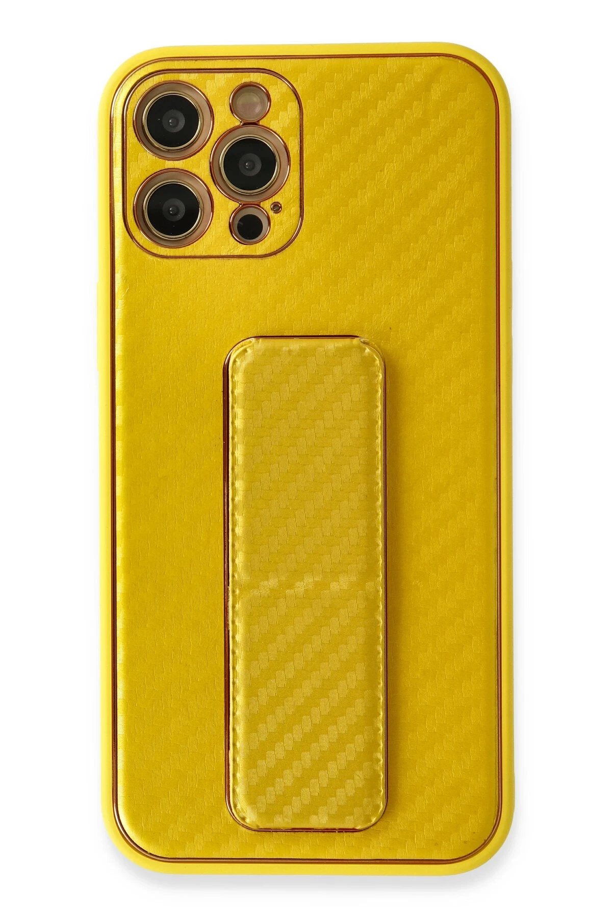 newface-iphone-12-pro-max-kilif-coco-karbon-standli-kapak-sari-default.webp Newface iPhone 12 Pro Max Kılıf Coco Karbon Standlı Kapak - Sarı - Görsel 1