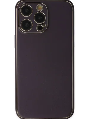 Newface iPhone 13 Pro Kılıf Coco Deri Silikon Kapak - Derin Mor