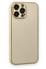 Newface iPhone 13 Pro Kılıf Coco Deri Silikon Kapak - Gold - Görsel 2
