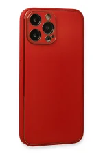Newface iPhone 13 Pro Kılıf Coco Deri Silikon Kapak - Kırmızı - Görsel 3
