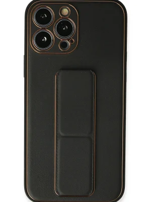 Newface iPhone 13 Pro Kılıf Coco Deri Standlı Kapak - Siyah