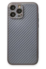 Newface iPhone 13 Pro Kılıf Coco Karbon Silikon - Gri